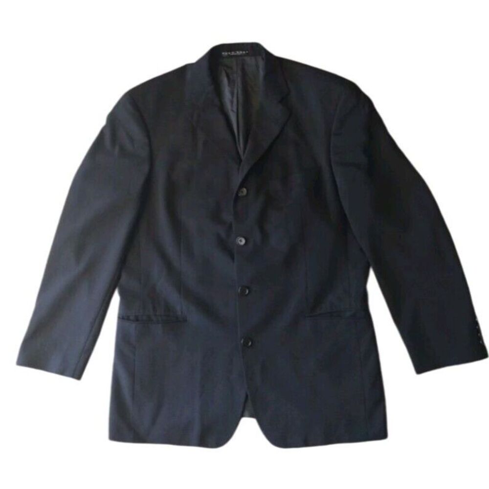 HUGO BOSS Blazer Men 40R Black Pure New Wool Notch Lapel 4 Button Fully Lined‎